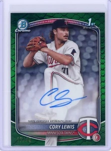 2025 Bowman Cory Lewis 1st Chrome Autograph /99 Green Reptilian Refractor Twins - Picture 1 of 2