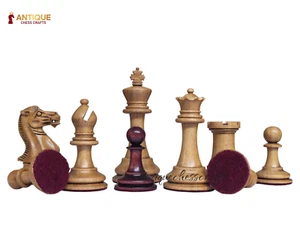 Paul Morphy Serie 3,5" Staunton Schachfiguren-Mahagoni Buchsbaum/Distressed - Bild 1 von 9