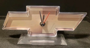Chevrolet Logo Acrylic Clock Chevy Takes AA Battery Nice Working Cond  - Picture 1 of 9