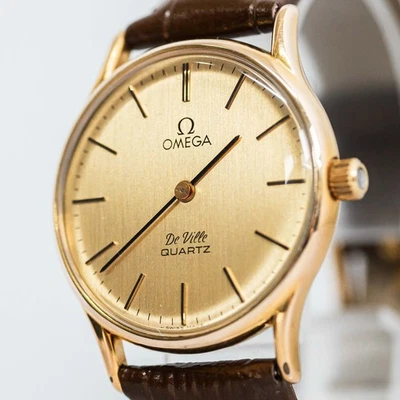 Sin Tarifa *CASI COMO NUEVA* Corona Empuje Cuarzo OMEGA De Ville Cal.1330 De Colección 32mm Hombres Foto 1 de 4