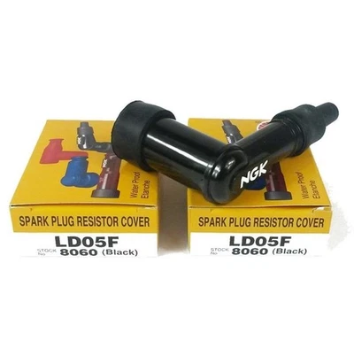 2X NGK Zündkerzenstecker 8060 LD05F 10-12 mm Kerzen schwarz 5 Kilo Ohm entstört - Bild 1 von 3
