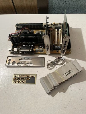 BIOSTAR M6TLD SLOT 1 MOBO CELERON-MMX 400MHz CPU 256MB RAM VIDEO & SOUND CARDS - Image 1 of 4