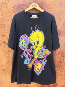 Vtg 90s Looney Tunes Tweety and Taz Double Sided Single Stitched T Shirt 1994 - Picture 1 of 9