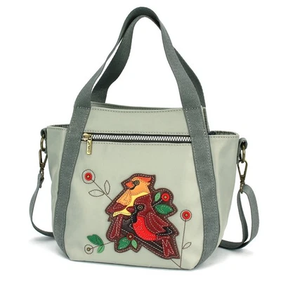 NEW CHALA SAGE GREEN RED CARDINAL FAMILY RFID VENTURE MINI CARRYALL TOTE PURSE - Image 1 of 4