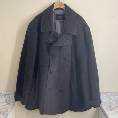 Abrigo de lana Lands End XXL gris carbón chaqueta de doble botonadura para hombre Foto 1 de 4