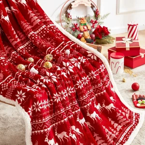 Dicke Weihnachtsdecke Rentier Santa Snowman Flauschige Fleece Flanell Decke - Bild 1 von 12