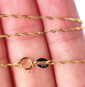 9 ct Gold Chain Necklace Twisted Fine Singapore 375 - 18inch - 0.8mm - Picture 1 of 14