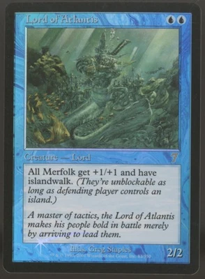 Magic MTG 7th Edition Seventh Ed FOIL Lord of Atlantis LIGHTLY PLAYED LP - Image 1 of 2