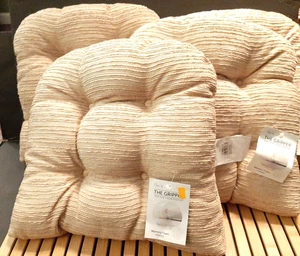 4 Klar Vu Gripper Überfüllte Rutschfeste Esszimmer Stuhl Kissen Auflage Chenille Beige - Bild 1 von 9