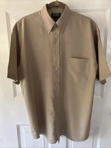 Vintage Knightsbridge SS Beige Dress Shirt~Men’s M~ Button Up~Pocket~SOFT Fabric - Picture 1 of 11