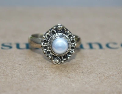 SUNDANCE Catalog "Flourish Pearl" Sterling Silver Ring Size 7.5 New in Box - Image 1 of 4