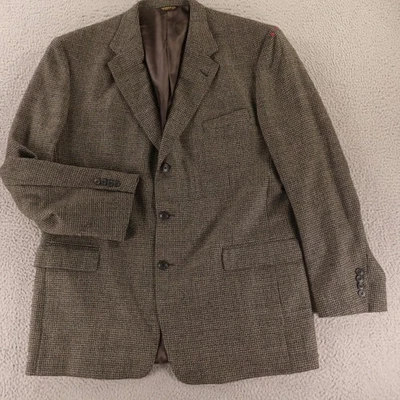 VTG Tweed Jacket XL XLT 46L Gray Black 100% Wool Blazer Houndstooth USA - Image 1 of 4