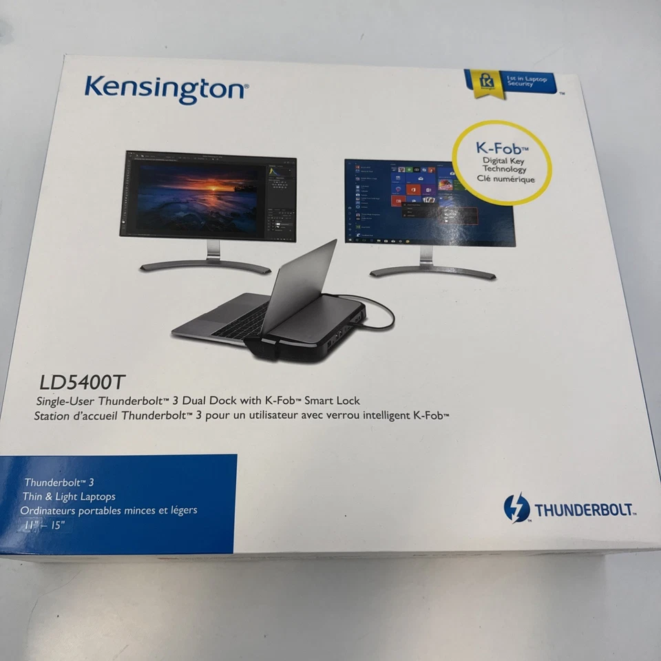 Kensington Ld5400t Thunderbolt 3 Universal Dual 4k Dock With K-fob Smart Lock