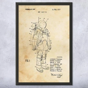 Astronaut Space Suit Patent Wall Art Poster, Canvas or Framed NASA Gift - Picture 1 of 15