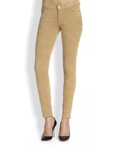 7 For All Mankind  7FAM Sz 24 The Sueded Skinny Jeans Pants Tan NWT $198 Spandex - Picture 1 of 6