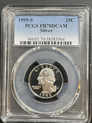 1995 S SILVER 25c WASHINGTON QUARTER PCGS PF70 ULTRA CAMEO - Image 1 of 2