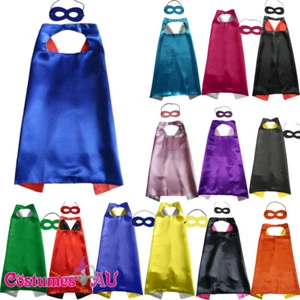 Kids Super Hero Cape Double Sided Book Week Mask Child Boys Cosplay Costume - Picture 1 of 18