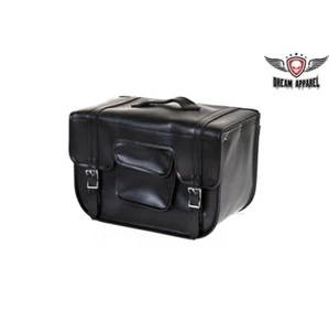 Motorcycle Saddlebag w/Tie Downs Black PVC Heavy Duty Waterproof Luggage Bag New - Picture 1 of 6