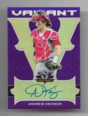 15/15 andrew knizner 2018 leaf valiant purple refractor autograph #ba-ak2 auto - Image 1 of 2
