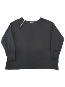 Womens Plus Size Black Top Zip Long Sleeve Sweatshirt Top Work Out Gear 1X - Picture 1 of 1