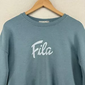 FILA Sweatshirt Womens L Springlake Logo Pullover French Terry Jumper Green - Picture 1 of 17