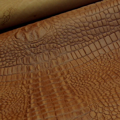 Kalbleder Reptil Kroko Design 2,2 mm Dick Braun LAPR Rindleder Leather S126-5 - Bild 1 von 4