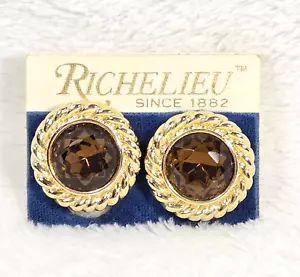 Vintage Richelieu Earrings Gold Tone Pierced Earrings - Picture 1 of 4