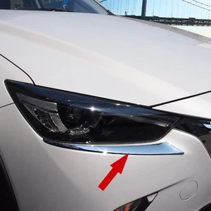 Fits 2016-2021 Mazda CX-3 Chrome Front Headlight Lamp Eyebrow Cover Trim - Bild 1 von 7