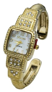 Blekon Collections Quartz Womens Rhinestone 23mm Case Semi-Cuff Bangle Watch - Picture 1 of 9