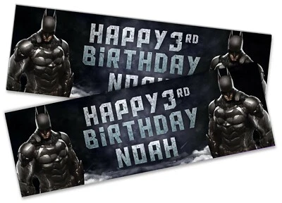 DAILYGIFTS x2 Personalised Birthday Banner Batman Design Children Kids Party Decoration