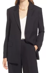 Nordstrom Boyfriend Flannel Blazer In Black Women’s Size Large New - Picture 1 of 9