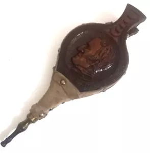 Antiker Kaminbalg - geschnitzter Holzlord Wellington - 14", funktioniert - Bild 1 von 5