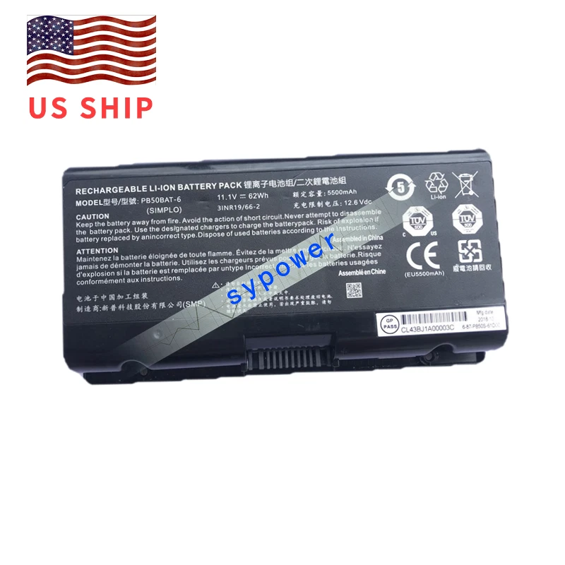 Batería 62Wh PB50BAT-6 para Clevo PB51RF-G NH57AF1 PB70EF-G PB71EF-G Sager NP8356 Foto 1 de 1
