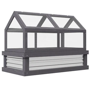 4x2ft Raised Garden Flower Bed with Mini Greenhouse Wooden Cold Frame Planter - Picture 1 of 11