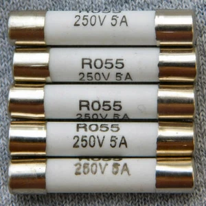 5 Pcs R055 5A 250V 5X25mm FAST BLOW Ceramic Fuse ~ Fast USA 1st Class Shipping - Picture 1 of 2