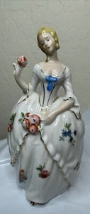 Vintage Victorian Lady Figurine White Porcelain Roses "Arm Up" Japan - Picture 1 of 24