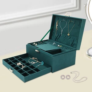 Caja de almacenamiento de joyas grande de 3 capas cajón gabinete collar anillo organizador estuche - Imagen 1 de 11