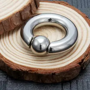 8G 9/16" BIG GAUGE ACCIAIO CHIRURGICO ANELLO PERLINE PRIGIONIERE CORPO MASCHILE PIERCING SETTO - Foto 1 di 4