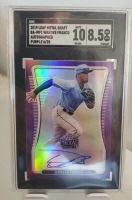 Leaf Metal Draft Wander Franco 2019 refractor púrpura automático autógrafo SGC 8,5 Foto 1 de 2