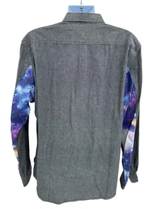 Imaginary Foundation Gray Printed Long Sleeve Button Front Shirt Mens Size 2XL - Picture 1 of 15