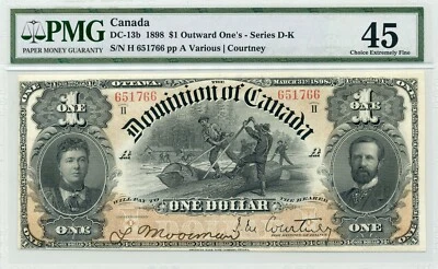 1898 $1 Dominion of Canada, DC-13b - Outward One's, Series D-K - PMG EF 45 - Image 1 of 2