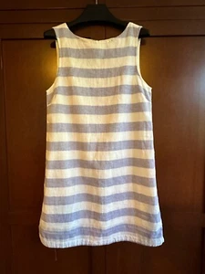NEW Beach Lunch Lounge LINEN Shift Dress 100% COTTON LINED Light Blue & White S - Picture 1 of 4