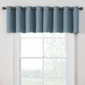 STYLEDOMAIN Antique Satin Room-Darkening Grommet Top Window Valance in Blue - Picture 1 of 1