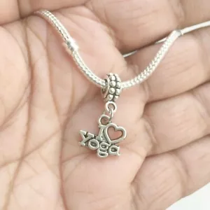 Antique Silver Beautiful I Love Yoga Charm Fit Beaded Bracelet. - Picture 1 of 3