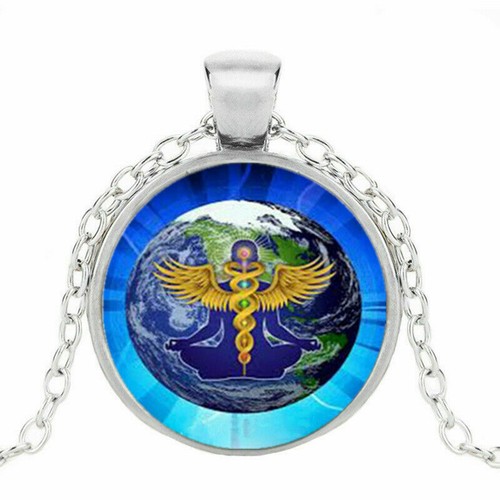 HERMÈS CADUCEUS MEDICAL DR RN HEALTH ciondolo argento sterling 925 collana 24" donna uomo