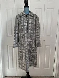 Vintage 60er/70er L'aiglon schwarz grau Polyester Schichtkleid Kragen Mod Retro 40" - Bild 1 von 7