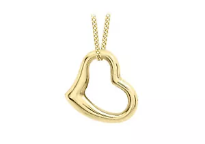 9 KT Gelbgold Herz Schieberegler Anhänger Halskette 18 Zoll - Bild 1 von 5