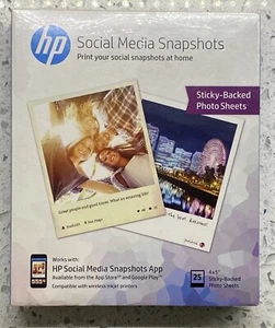 HP Social Media Snapshots 4" x 5" Sticky Backed Photo Sheets 50ct Total SEALED - Picture 1 of 2