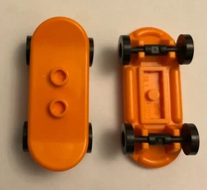 LEGO 2 x Orange Skateboard with Black Wheels for Minifigures NEW UK Seller - Picture 1 of 4