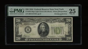 DBR 1934 $20 LGS FRN New York Fr. 2054-Blgs PMG 25 Serial B03134728A - Picture 1 of 2